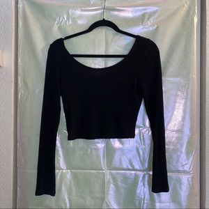 Foreign Exchange black long sleeve crop top